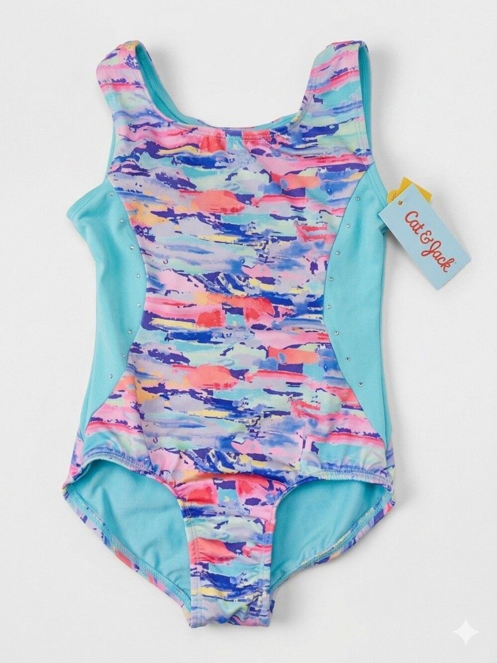 Cat & Jack Leotard Dance Ballet Gymnastics S(6/7) Colorful Sleeveless Rhinestone